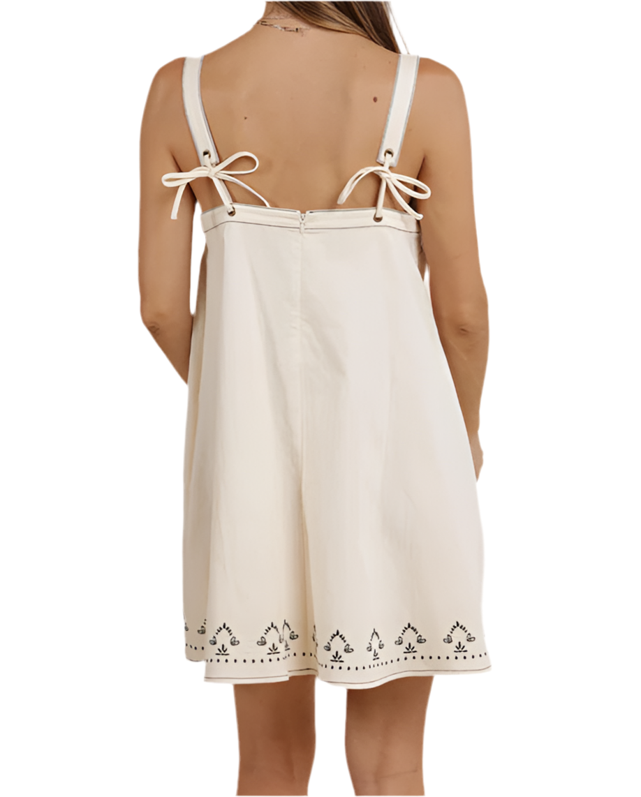 RETRO ROAM EMBROIDERED MINI DRESS