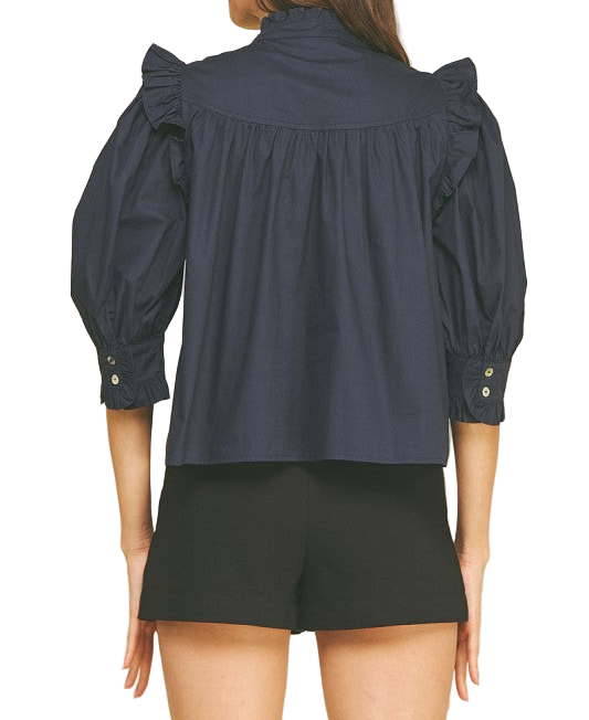 Bridgett Ruffled Button Down Blouse Top