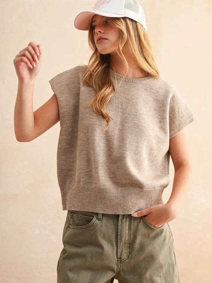 Relax and Go  Loose Fit Short Sleeve Sweater Top