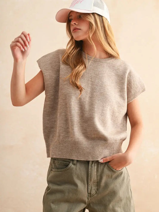 Relax and Go  Loose Fit Short Sleeve Sweater Top