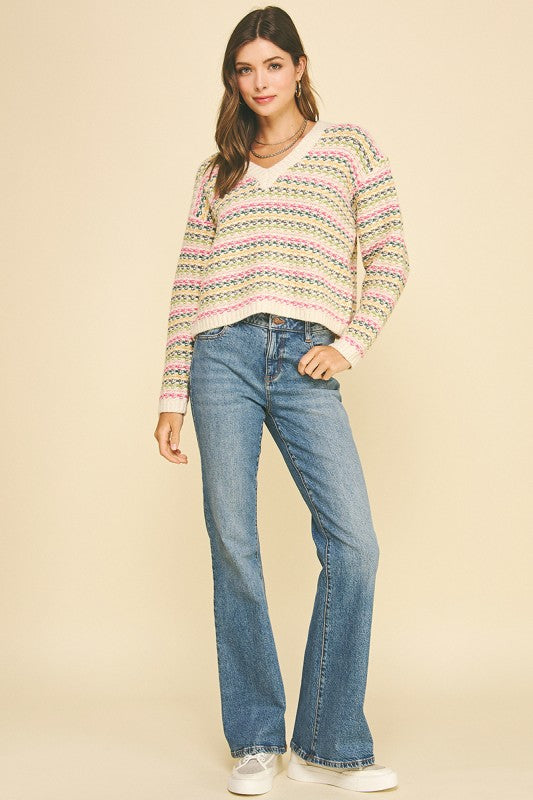 Colette Multi Color Knit Crop Sweater