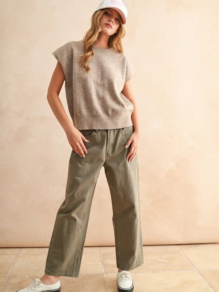 Relax and Go  Loose Fit Short Sleeve Sweater Top
