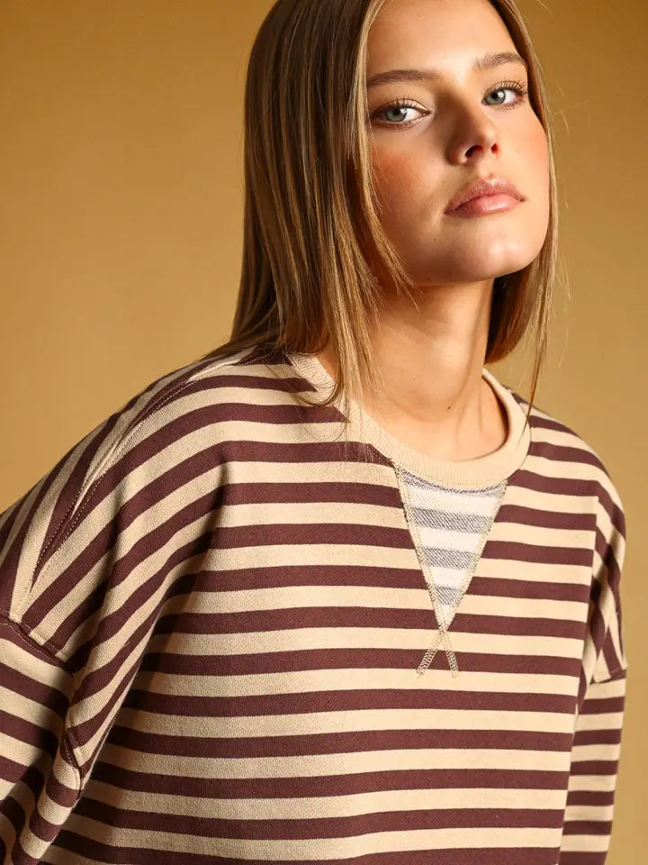 Fun Striped Knitted Long Sleeve Pullover