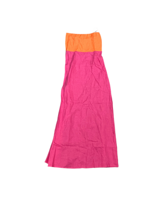 COLORBLOCK LINEN BUSTIER MAXI DRESS