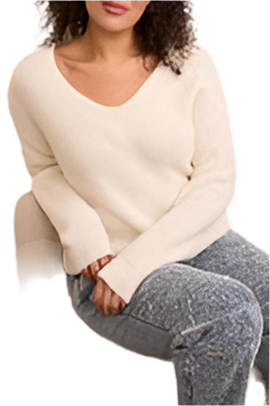 DROP SHOULDER V-NECK SWEATER