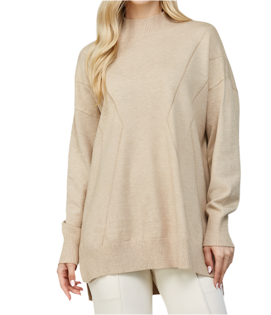 Drop Shoulder Mock Neck Sweater