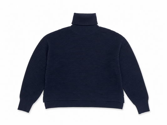 T-NECK HIGH LOW SWEATER W/ SIDE SLITS