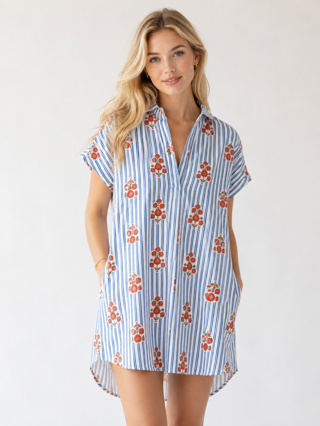 Karle Blue Stripe Summer Dress