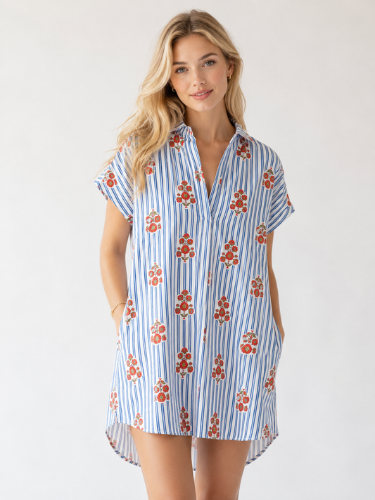 Karle Blue Stripe Summer Dress