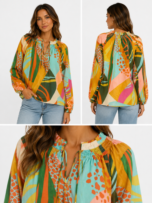 Multi Abstract Zebra Vneck Top