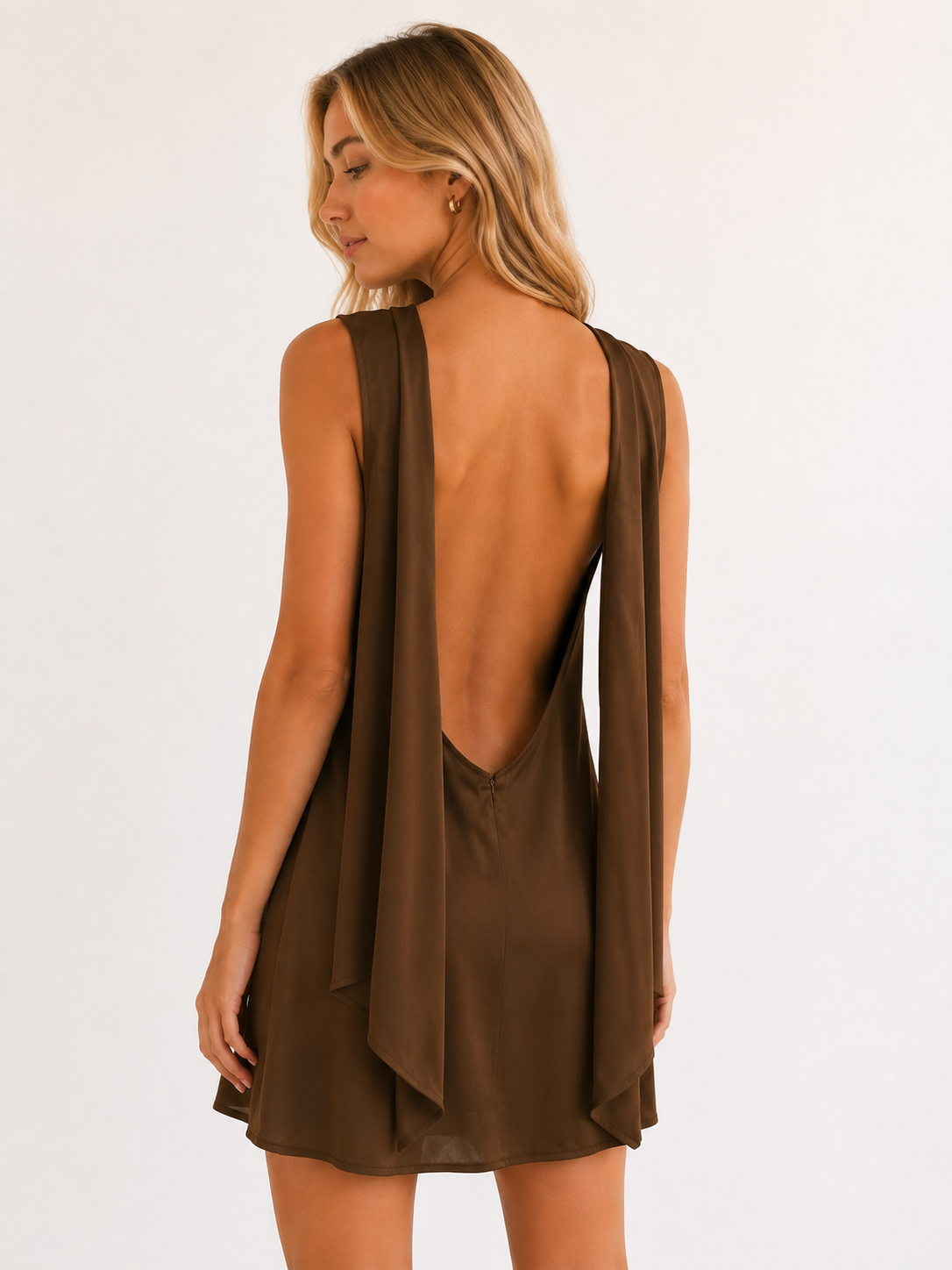 TIFFANY SCARF DRAPED MINI DRESS