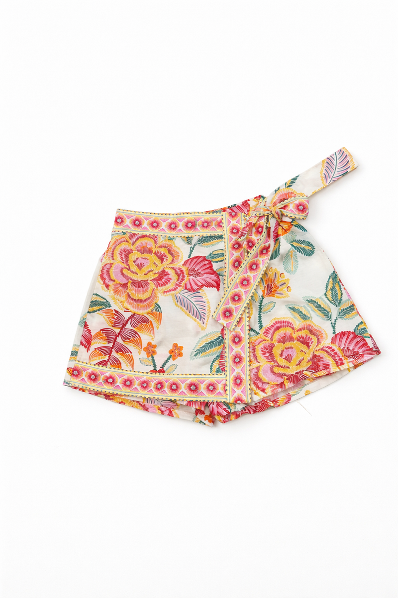 Pink Print Cotton Skorts