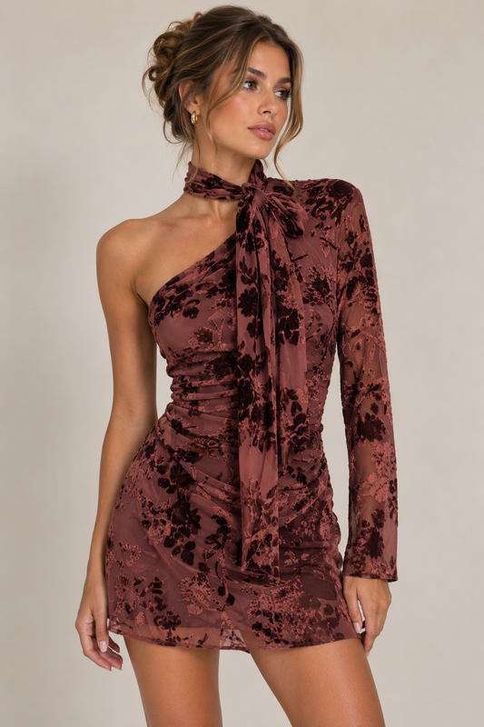 ANOUK VELVET SCARF MINI DRESS