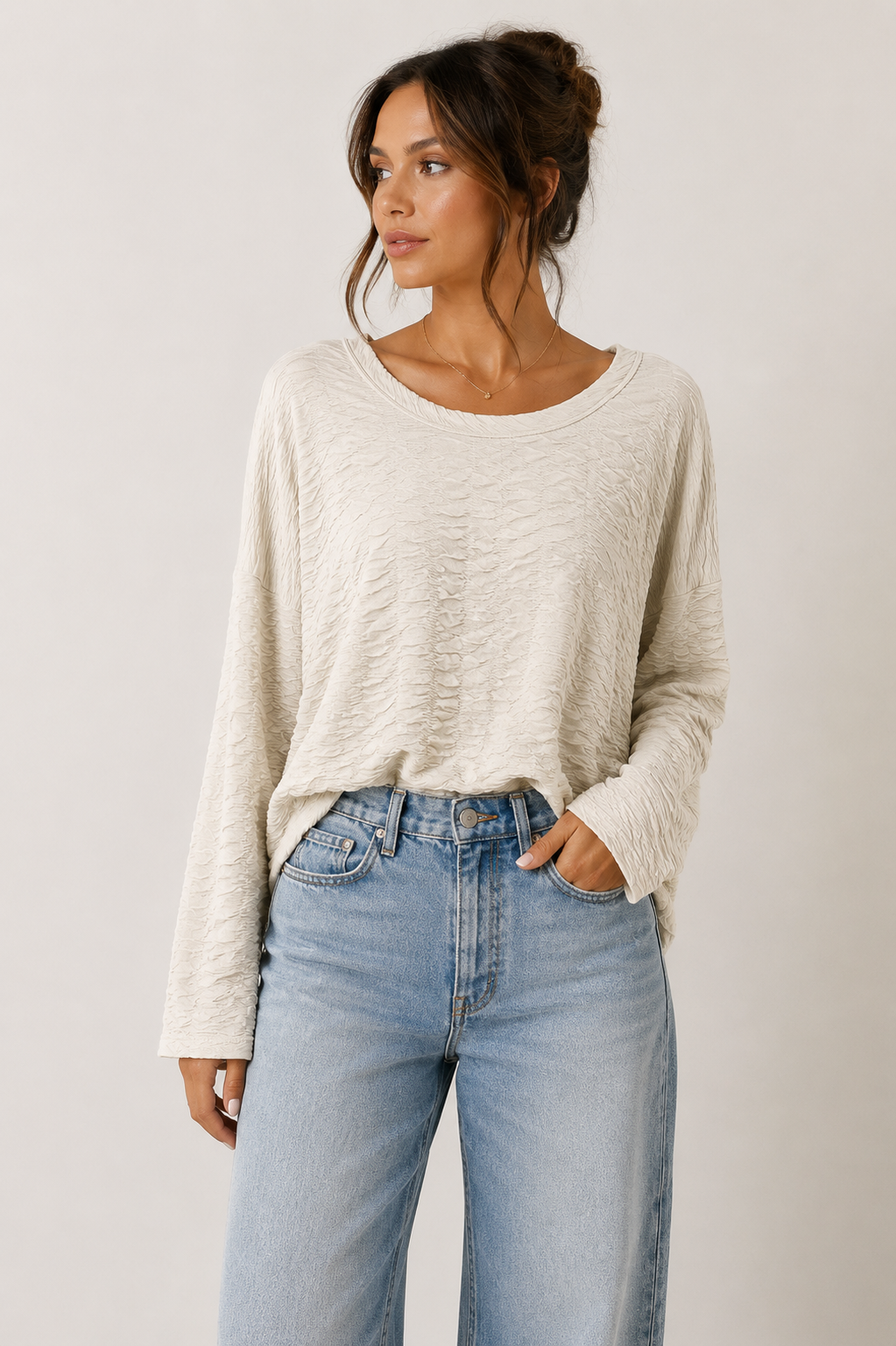 JACKIE L/S CREW NECK KNIT TOP