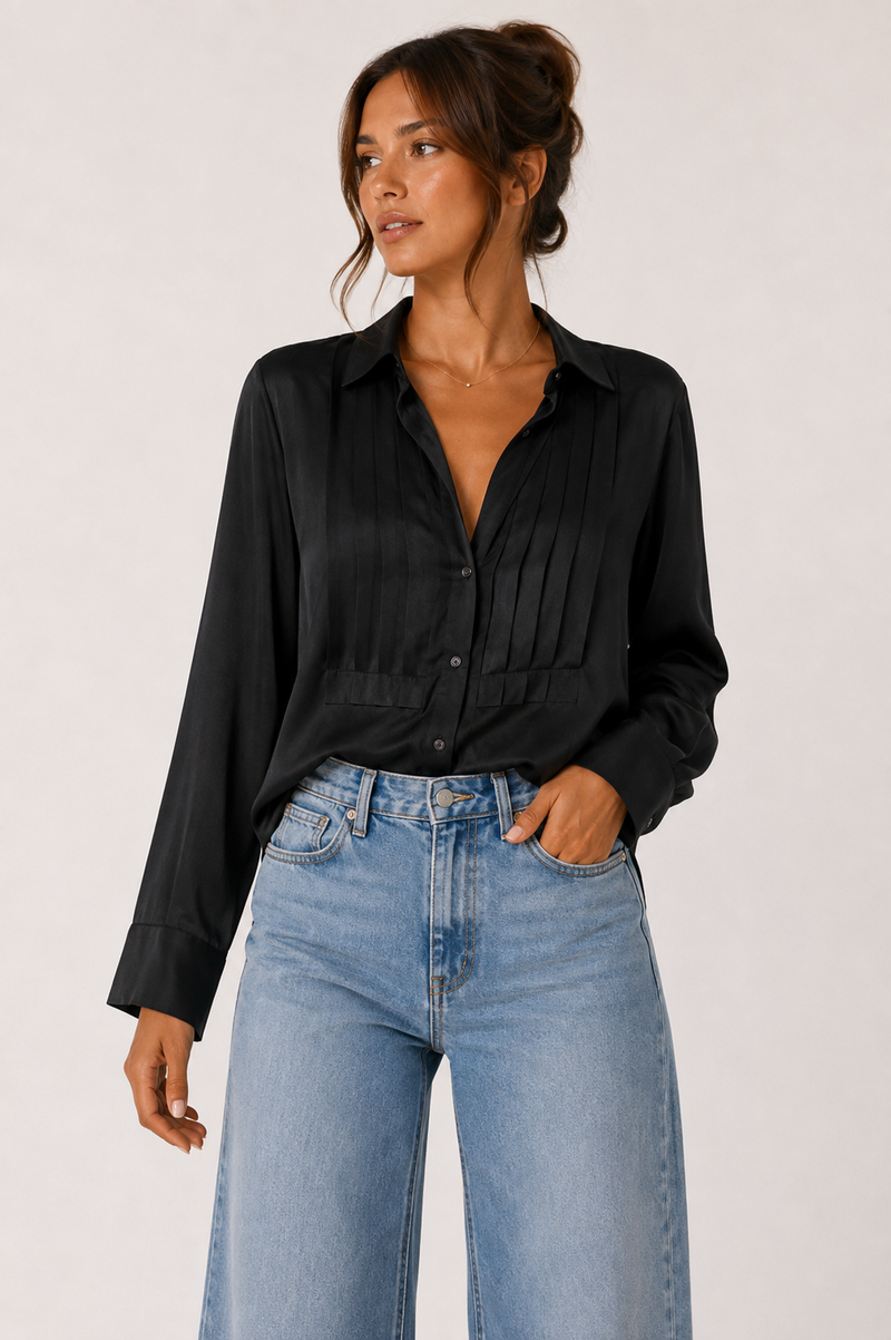 TUXEDO L/S WVN TOP