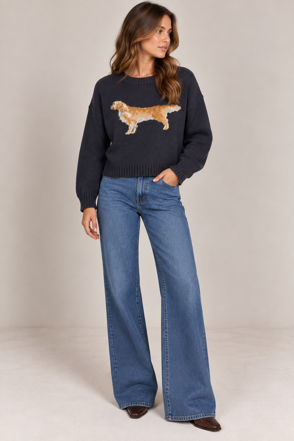 Golden Retriever Graphic Knit Sweater