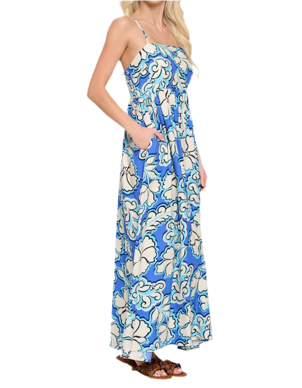 Azure Bloom Maxi Dress