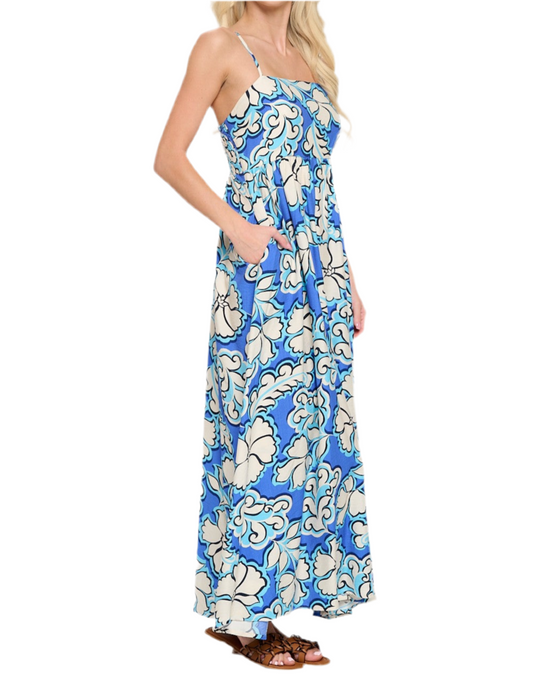Azure Bloom Maxi Dress