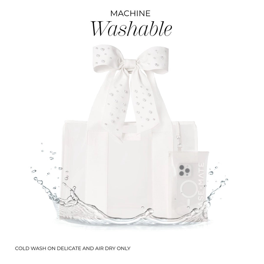 Ivory Pearl Bow Jelly Tote Bag