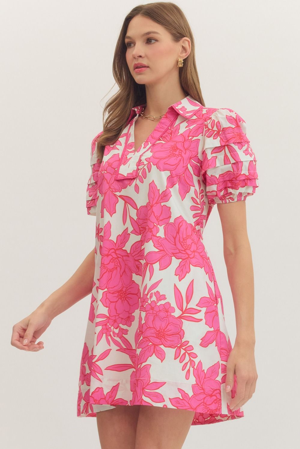 Legally Pink Floral Mini Dress by ENTRO