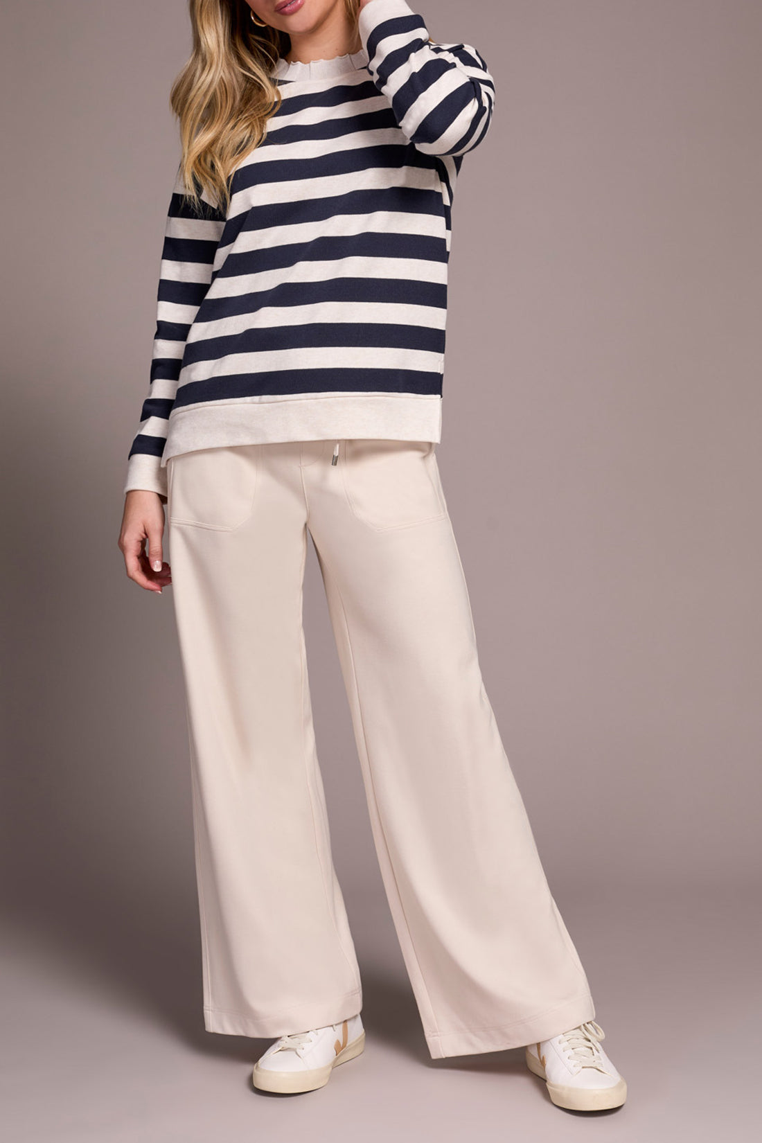 L/S CREW NECK TOP W/RIB DTL-WASABI